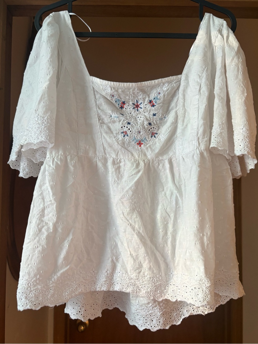 White Embroidered Eyelet Top - Women